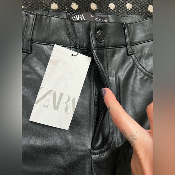 ZARA Faux Leather Straight Leg Pants - Picture 9 of 11